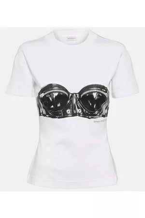 Alexander McQueen Naiset T-paidat - Printed cotton T-shirt
