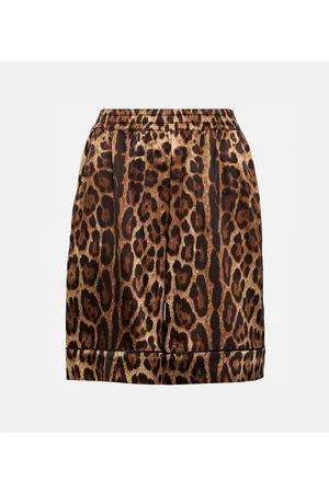 Dolce & Gabbana Naiset Minihameet - Leopard-print silk miniskirt