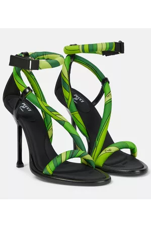 Puccini Naiset Sandaletit - Leather-trimmed silk sandals