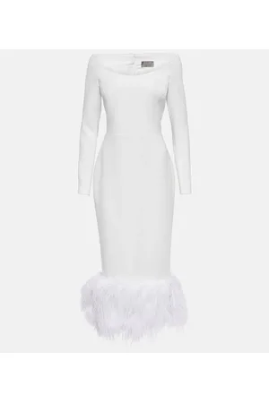 Rasario Feather-trimmed crÃªpe midi dress
