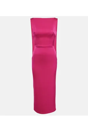 ALEX PERRY Draped satin crÃªpe midi dress