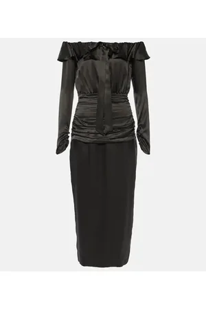 Alessandra Rich Off-shoulder silk midi dress
