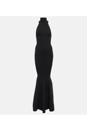 Nina Ricci High-neck wool-blend maxi gown