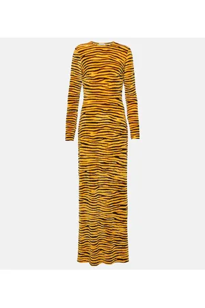 Paco rabanne Tiger-print velvet maxi dress
