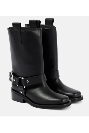 Ganni Faux leather biker boots