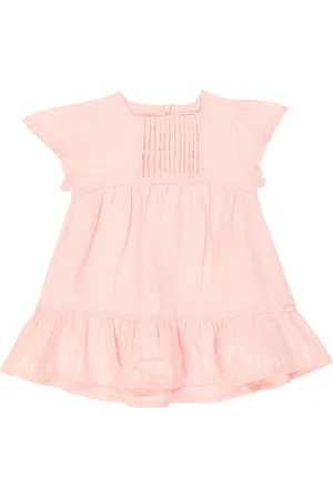 Tartine Et Chocolat Baby pleated embroidered linen dress
