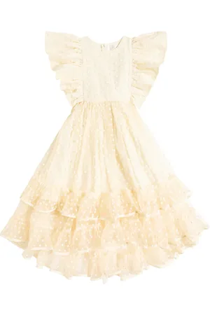 Petite Amalie Embroidered ruffled tulle dress