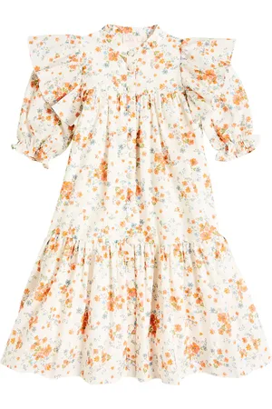 Petite Amalie Ruffled floral cotton dress