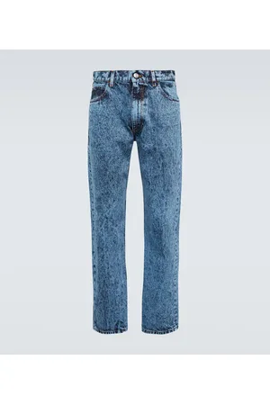Marni Leather-trimmed straight jeans