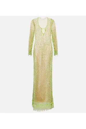 Self-Portrait Beaded fishnet maxi dress