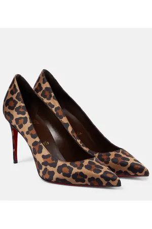 Christian Louboutin Kate 85 leopard-print satin pumps