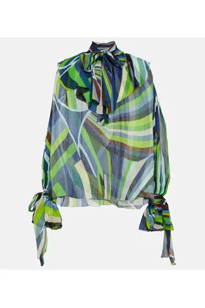 Puccini Iride tie-neck silk chiffon blouse