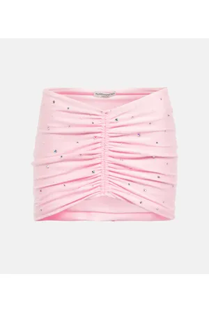 Alessandra Rich Crystal-embellished ruched miniskirt