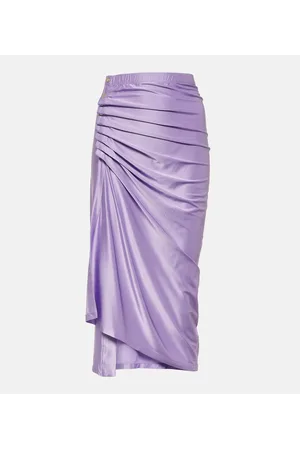 Paco rabanne Gathered satin midi skirt