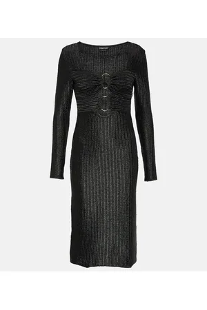 Tom Ford Metallic cotton and wool midi dress