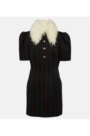 Alessandra Rich Pinstripe collared wool-blend minidress