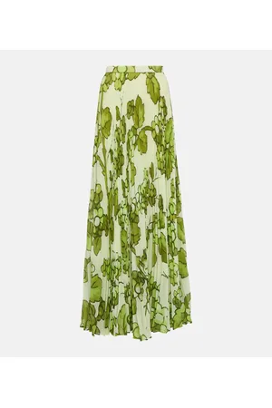 Etro Printed pleated high-rise maxi skirt