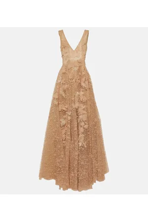 Costarellos AppliquÃ© tulle gown