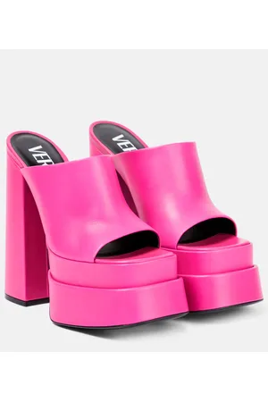 VERSACE Leather platform mules