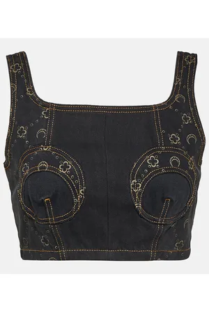Marine Serre Regenerated cropped denim bustier