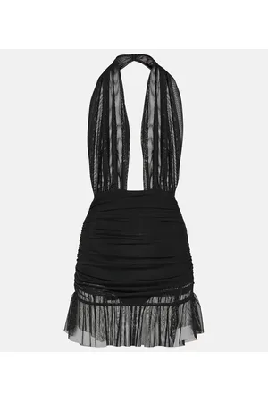 Norma Kamali Ruffled halterneck chiffon minidress