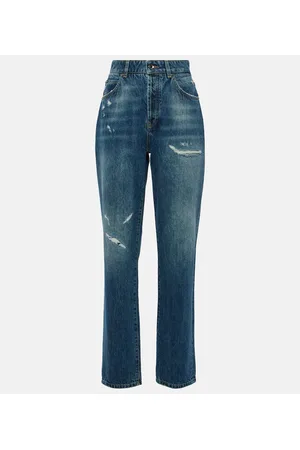 Dolce & Gabbana Distressed high-rise straight jeans