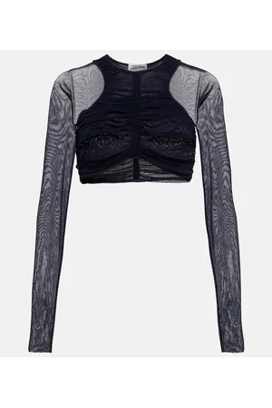 Jean Paul Gaultier Ruched mesh crop top