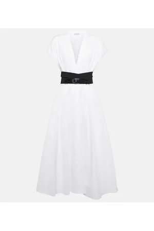 Alaïa AlaÃ¯a Belted cotton poplin midi dress