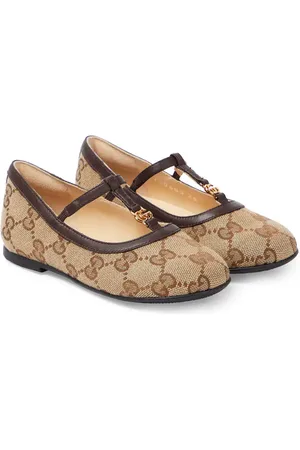 Gucci Double G leather-trimmed ballet flats