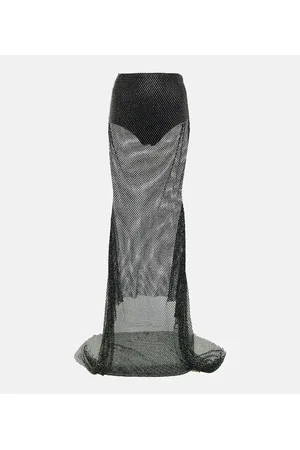 GIUSEPPE DI MORABITO Crystal-embellished mesh maxi skirt