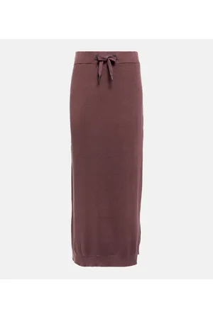 Brunello Cucinelli Ribbed-knit cotton midi skirt