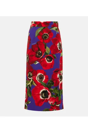 Dolce & Gabbana Floral silk-blend pencil skirt