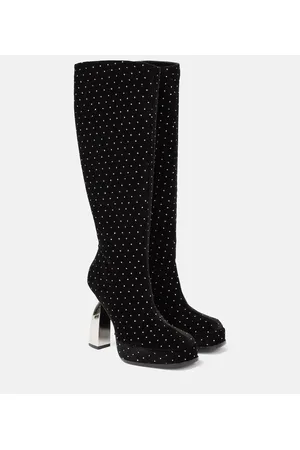 NODALETO Angel S embellished velvet knee-high boots
