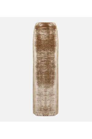 Brunello Cucinelli High-rise velvet maxi skirt
