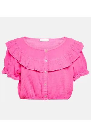 LOVESHACKFANCY Elania cotton cropped top