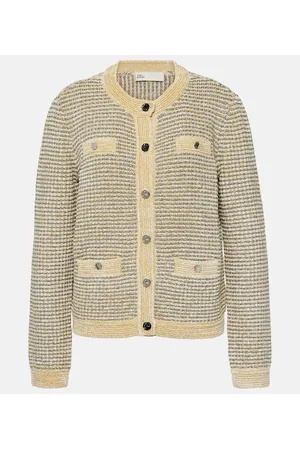 Tory Burch Kendra striped velvet cardigan