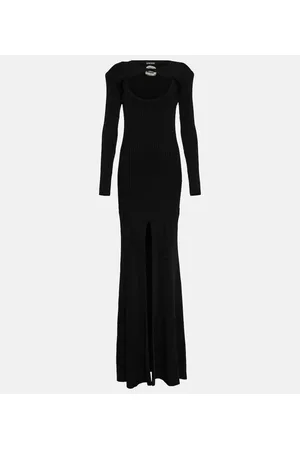 DAVID KOMA Embellished ribbed-knit gown