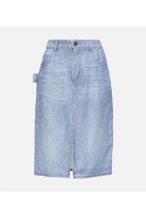 Bottega Veneta Denim-effect printed midi skirt