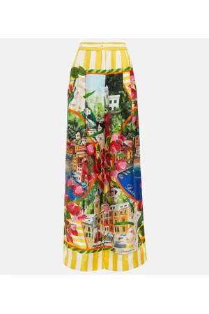 Dolce & Gabbana Portofino high-rise silk twill wide-leg pants