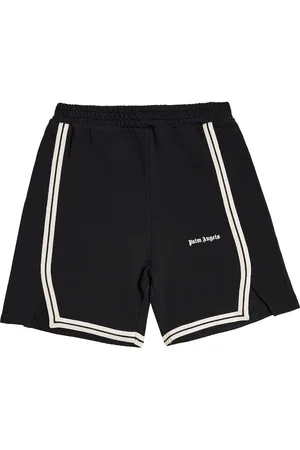 Palm Angels Logo striped cotton jersey shorts