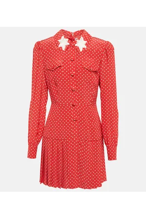 Alessandra Rich Polka-dot pleated minidress