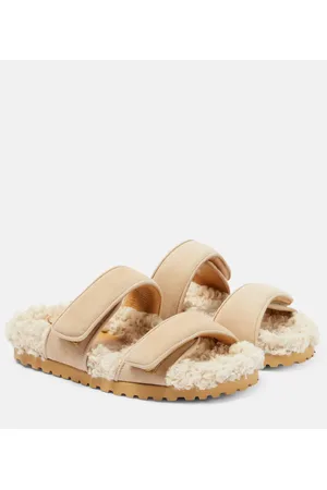 Gia Borghini Alvine suede and shearling slides