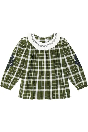 Tartine Et Chocolat Checked cotton-blend top