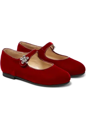 Il gufo Embellished velvet ballet flats