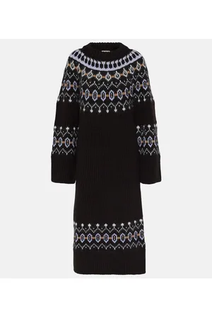 Khaite Rivka Fair Isle cashmere-blend midi dress