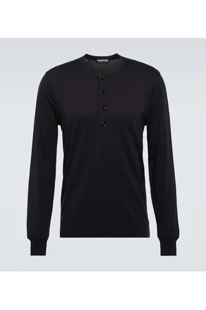 Tom Ford Lyocell and cotton Henley long-sleeved top