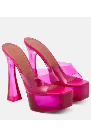 Amina Muaddi Dalida Glass PVC platform mules