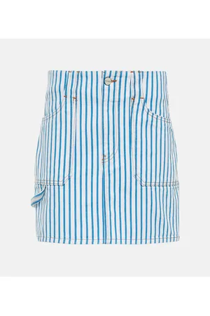 Ganni Striped denim mini skirt