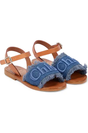 Chloé ChloÃ© Kids Leather-trimmed denim sandals