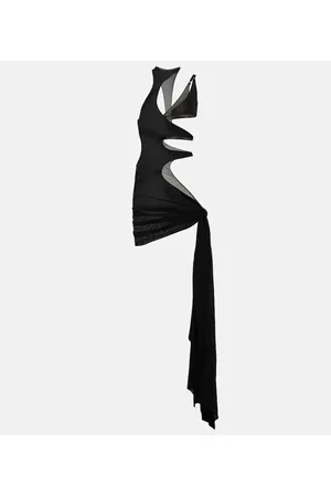 MUGLER Asymmetric cutout crÃªpe beach dress